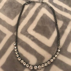 Cubic zirconia and gunmetal necklace